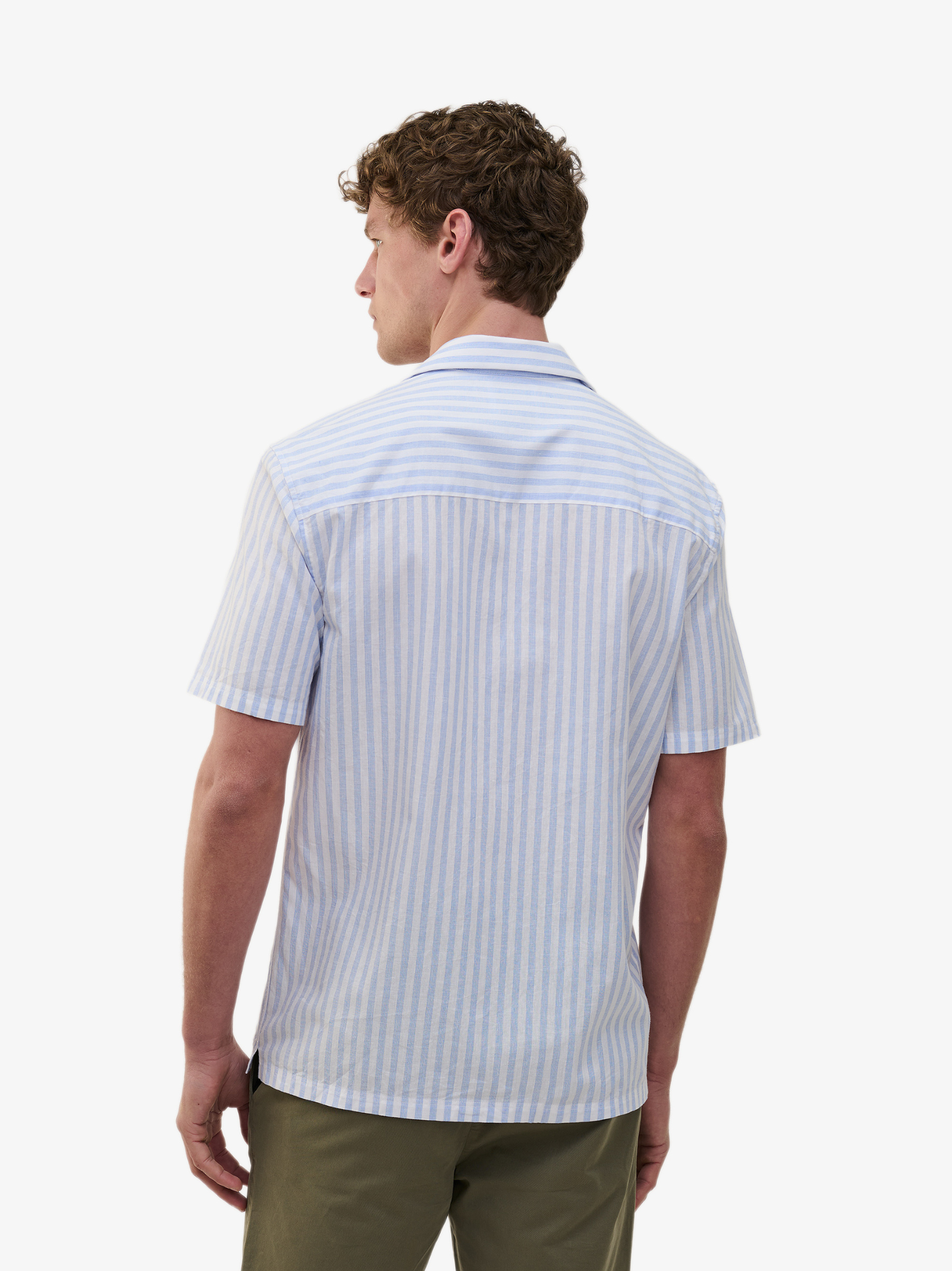 Cliff Cotton-Linen Stripe Shirt – Blue