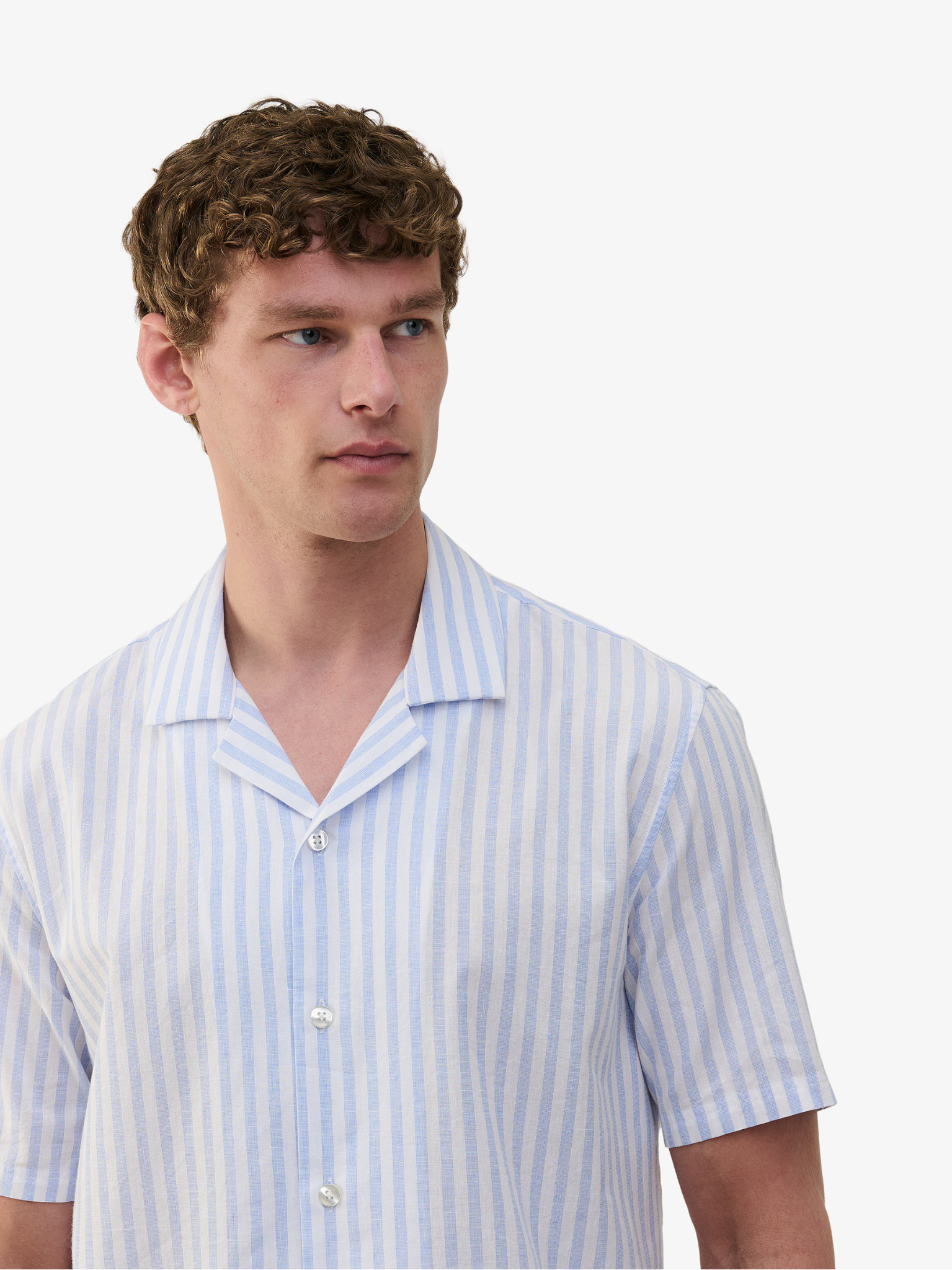 Cliff Cotton-Linen Stripe Shirt – Blue