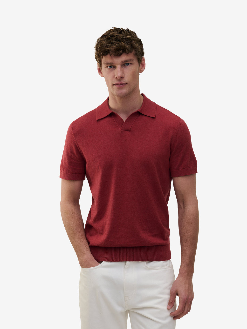 Parker Cotton-Silk Polo – Brick Red