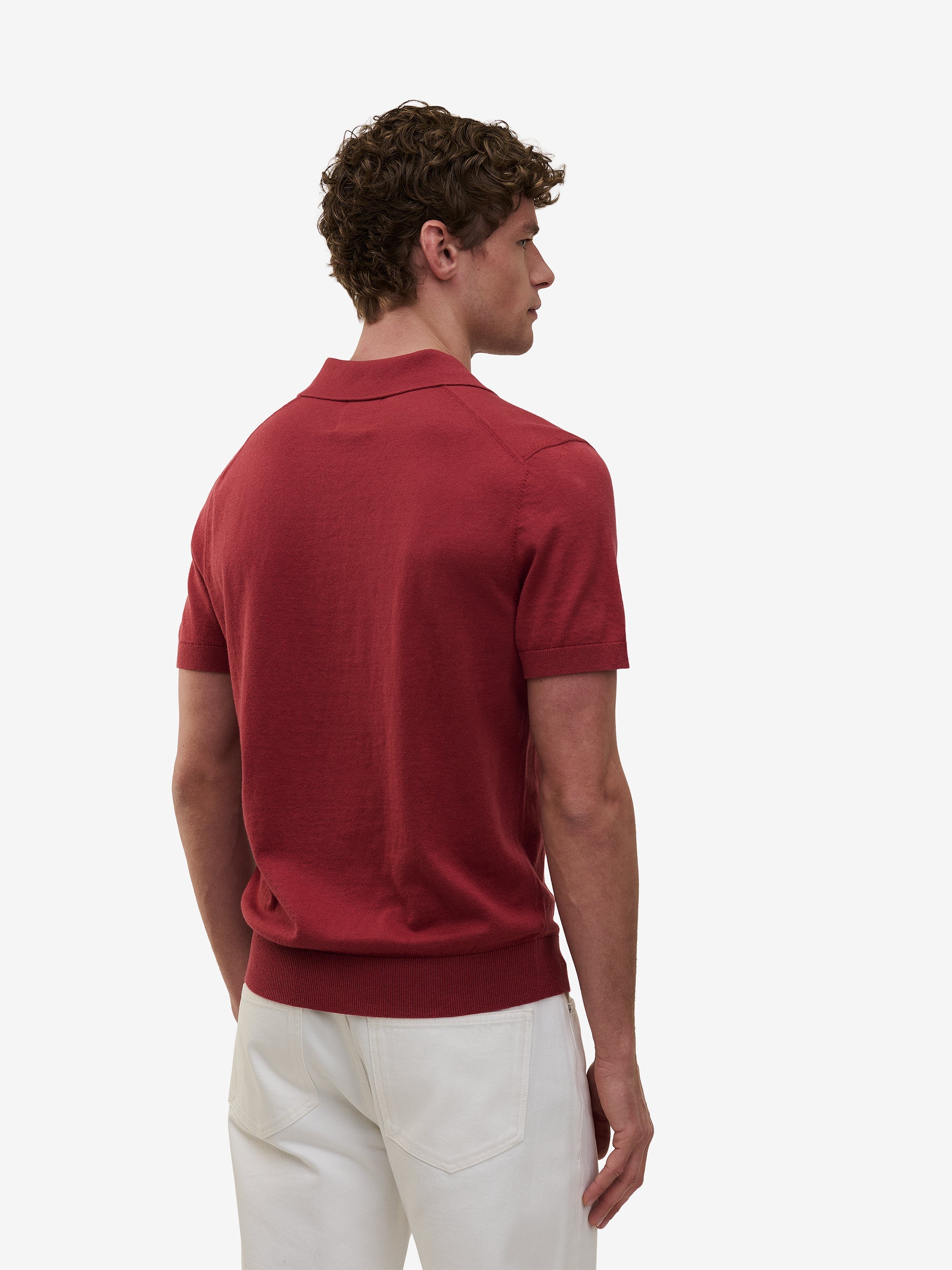 Parker Cotton-Silk Polo – Brick Red