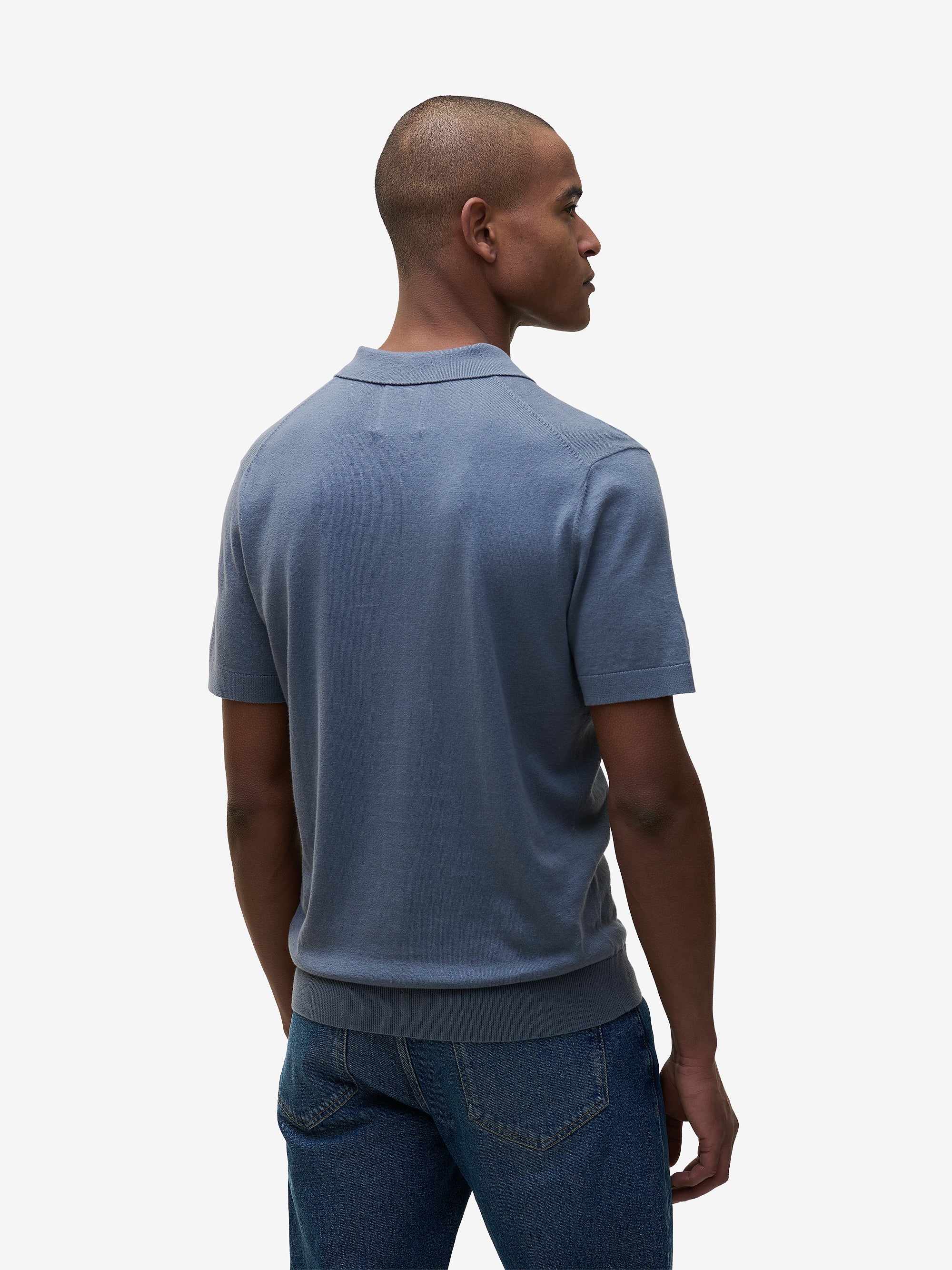 Crane Cotton-Silk Polo – Flintstone Blue