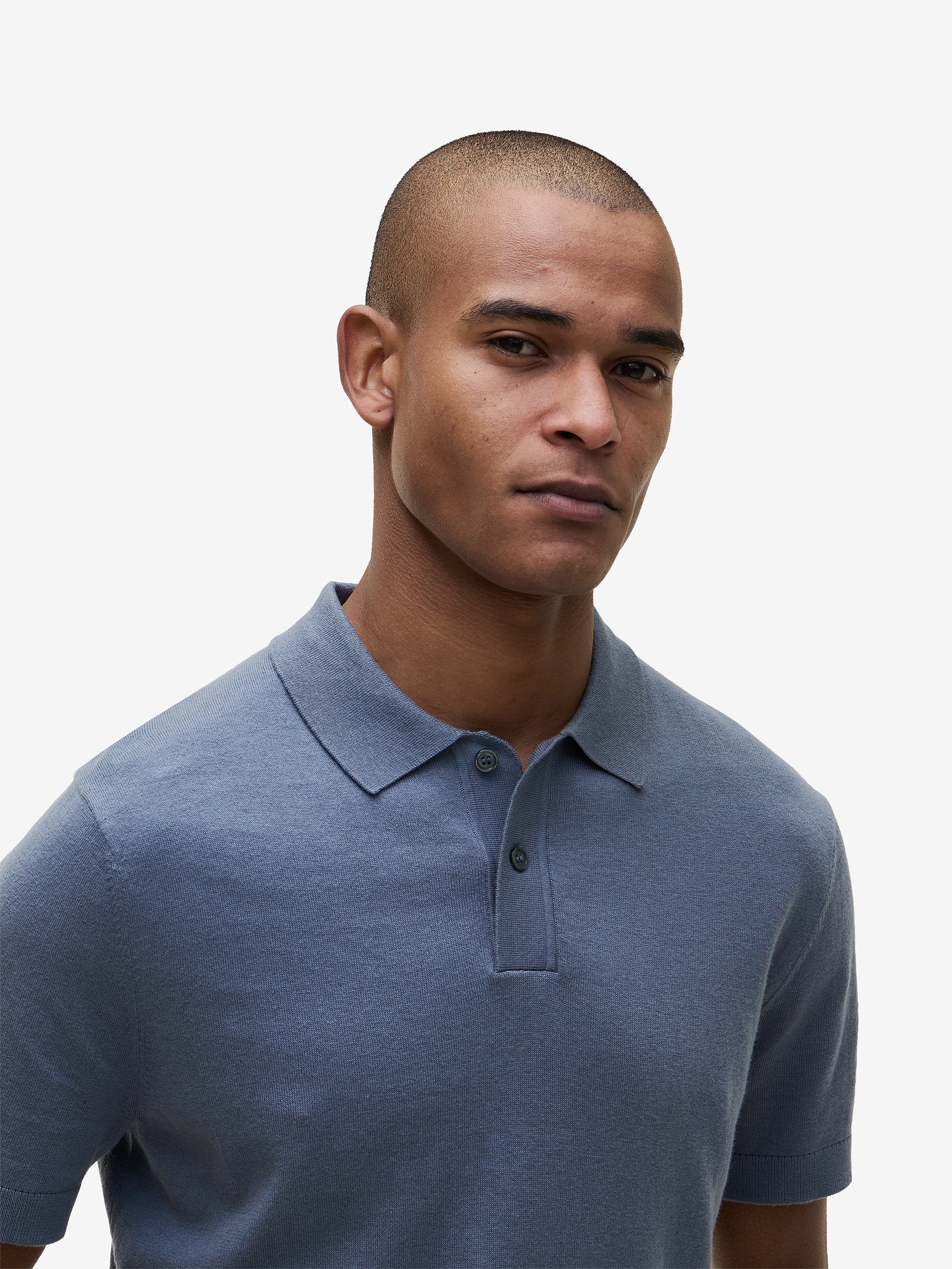 Crane Cotton-Silk Polo – Flintstone Blue
