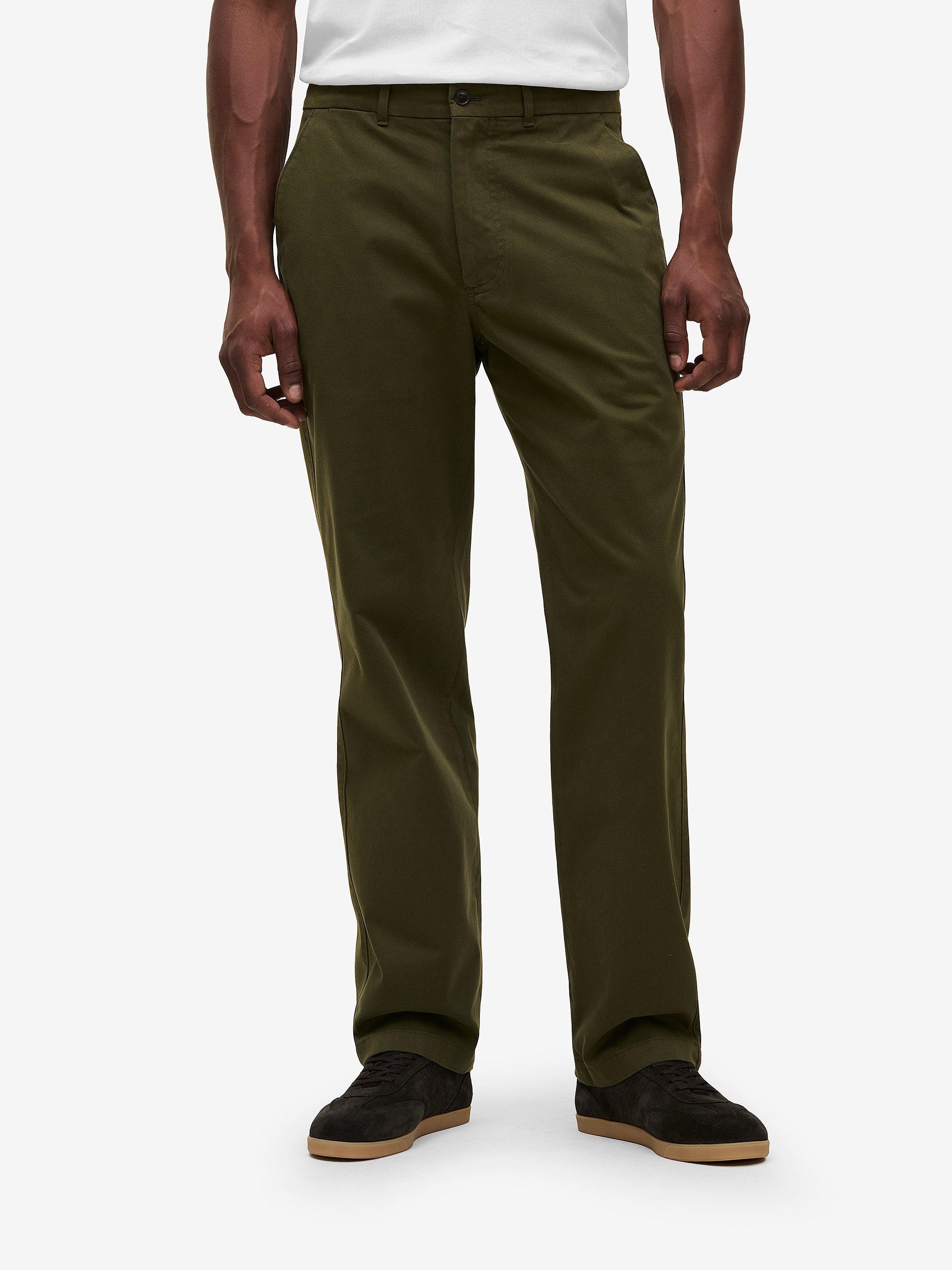 Melville Cotton-Stretch Trousers – Dark Olive