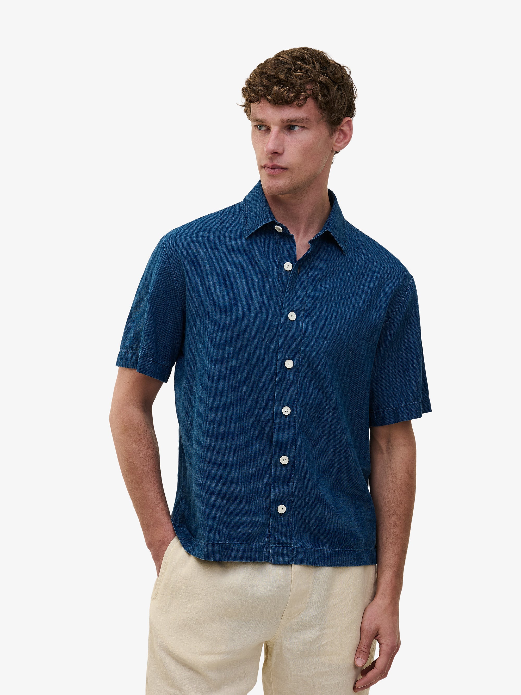 Durban Cotton-Linen Shirt – Blue