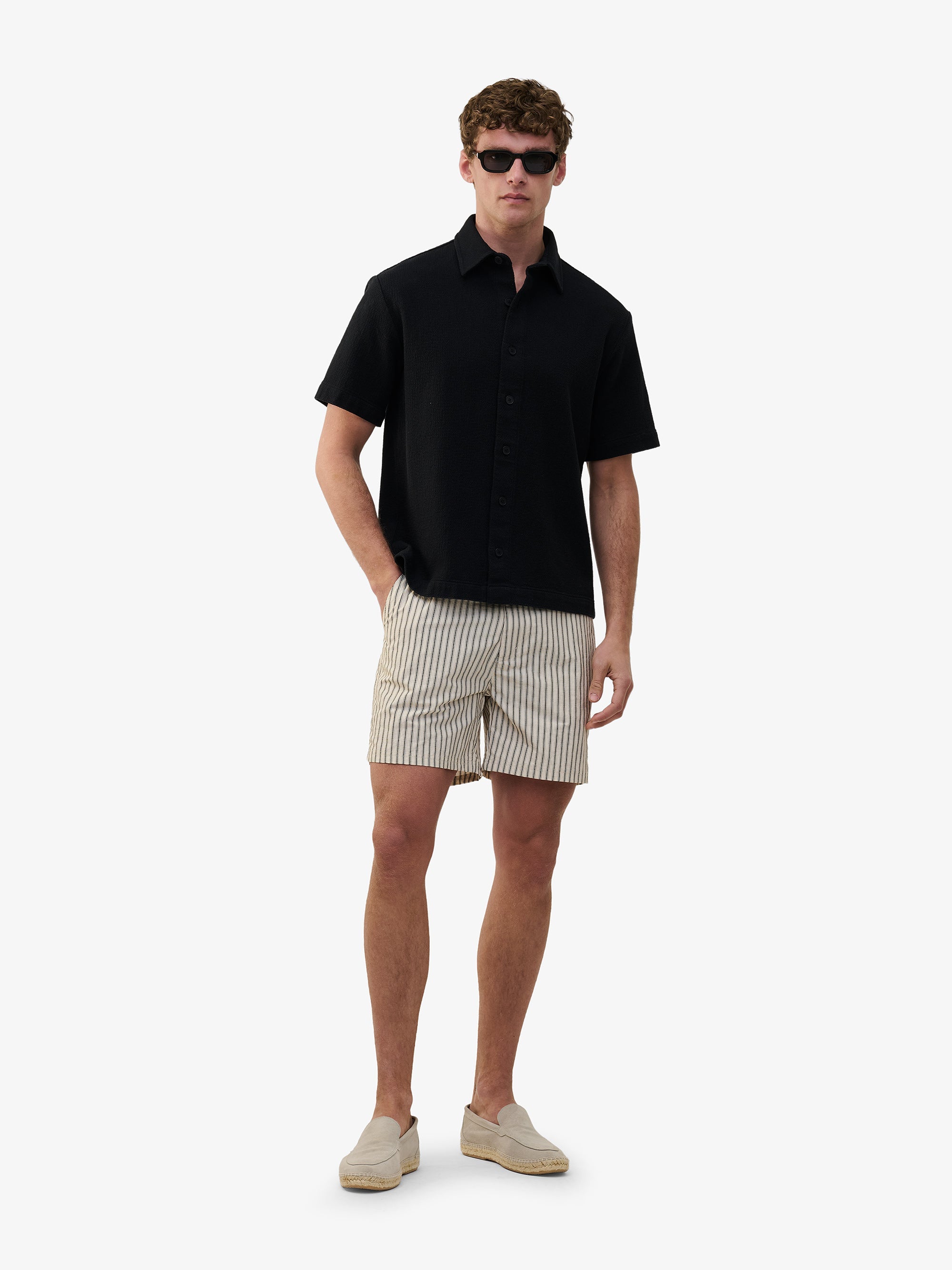 Durban Openwork Cotton Shirt – Navy
