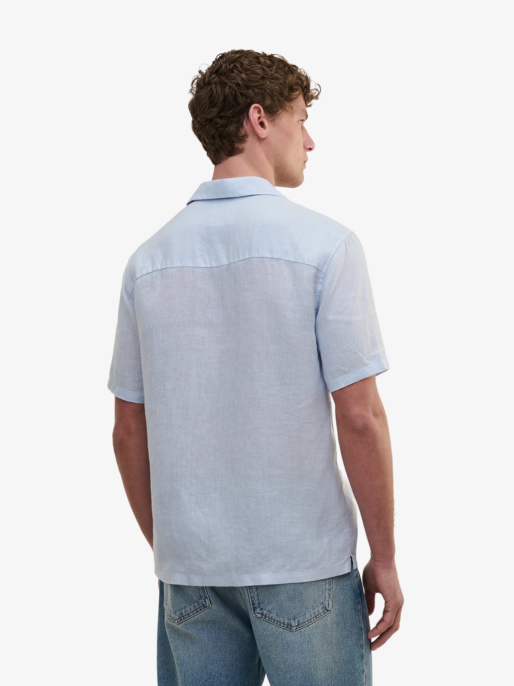 Cliff Linen Camp-Collar Shirt – Arctic Ice Blue