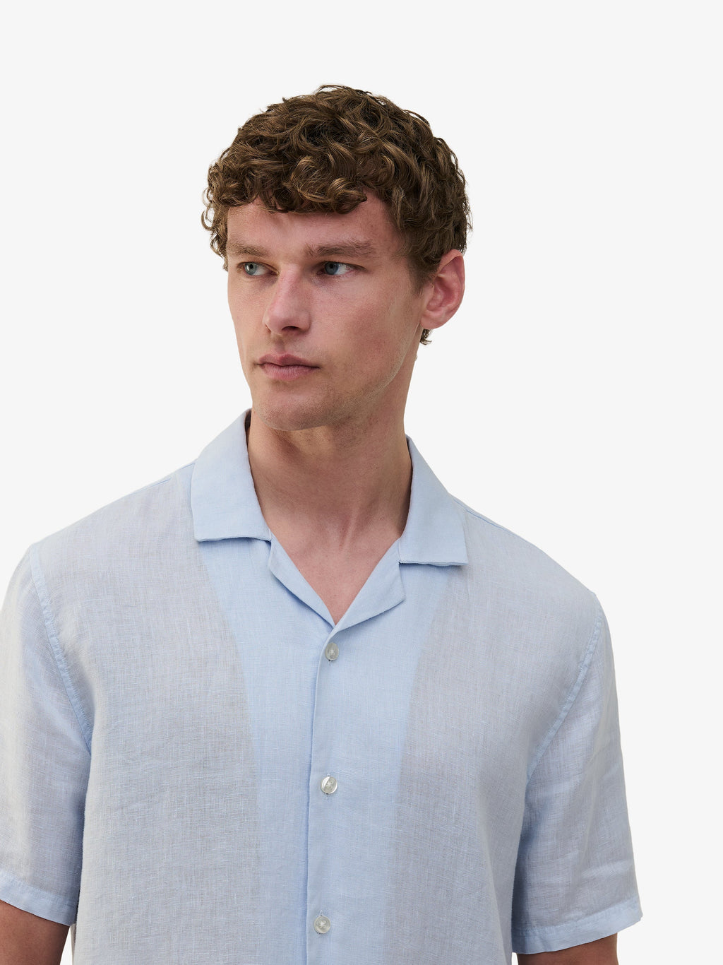 Cliff Linen Camp-Collar Shirt – Arctic Ice Blue