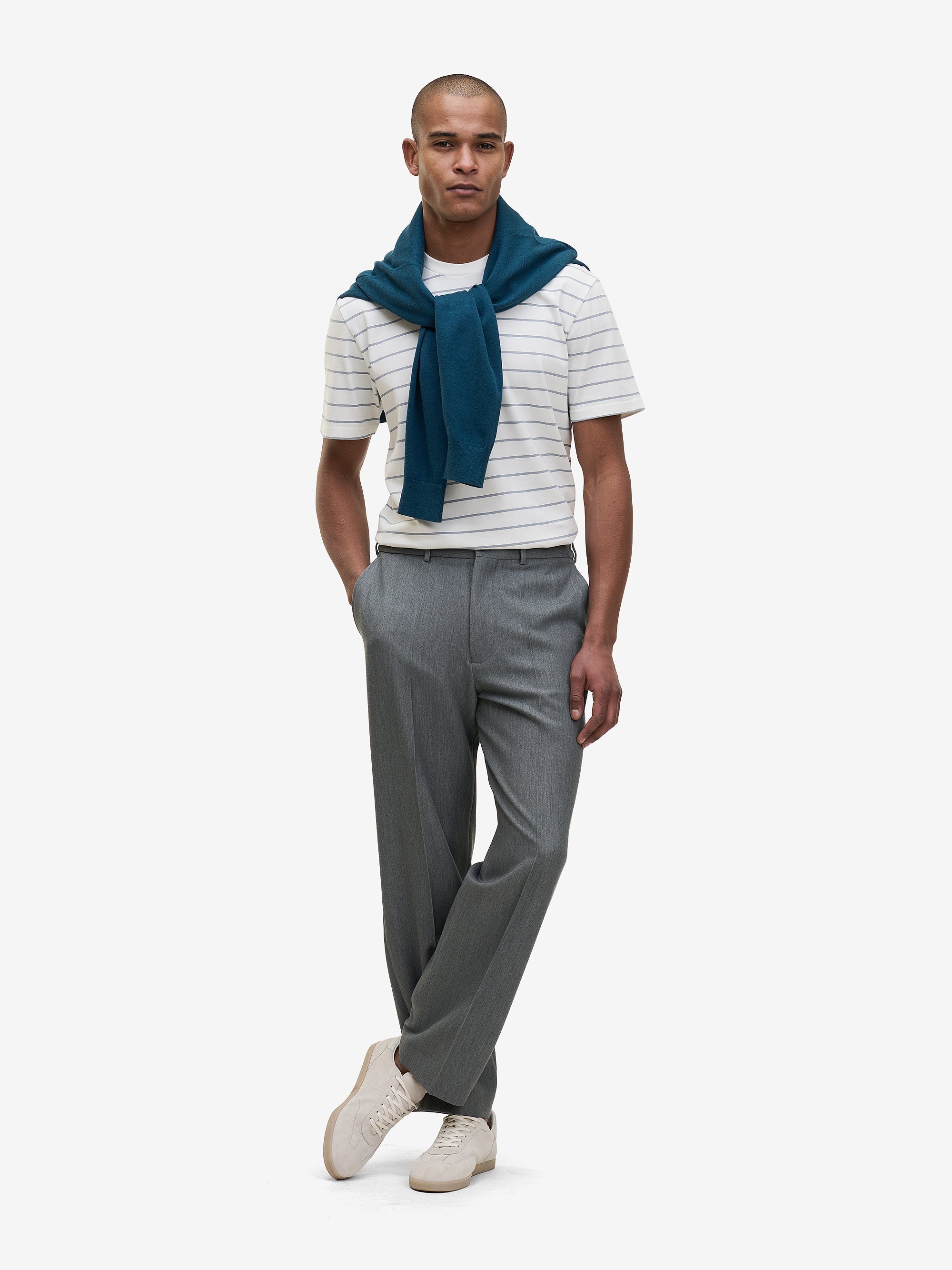 Midweight Striped T-Shirt – Flintstone Blue